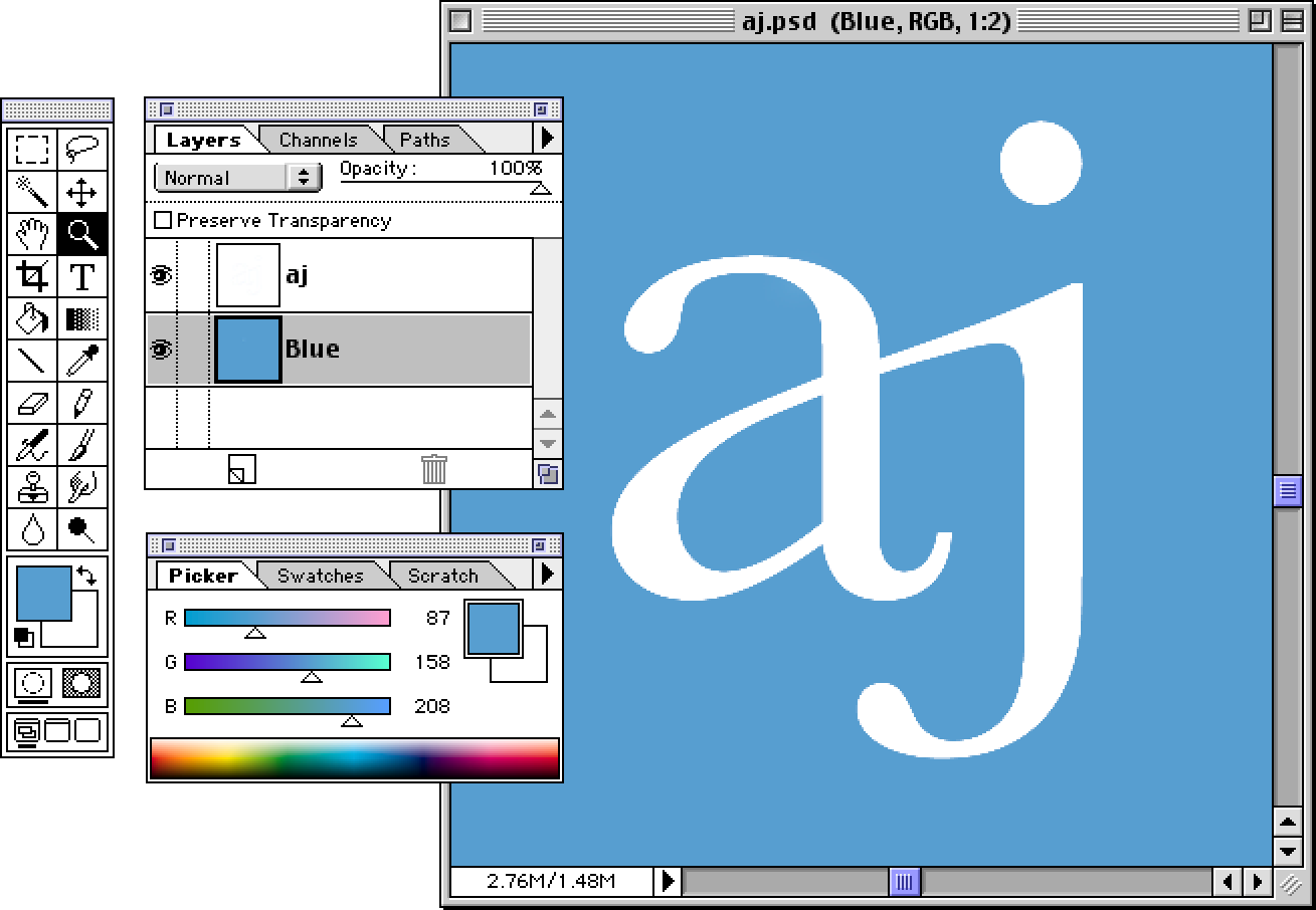 A screenshot of an early version of Adobe Photoshop